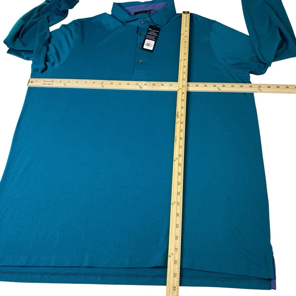 Greyson Apache II Long Sleeve‎ polo Shirt Men's XXL Fiddle Teal Green